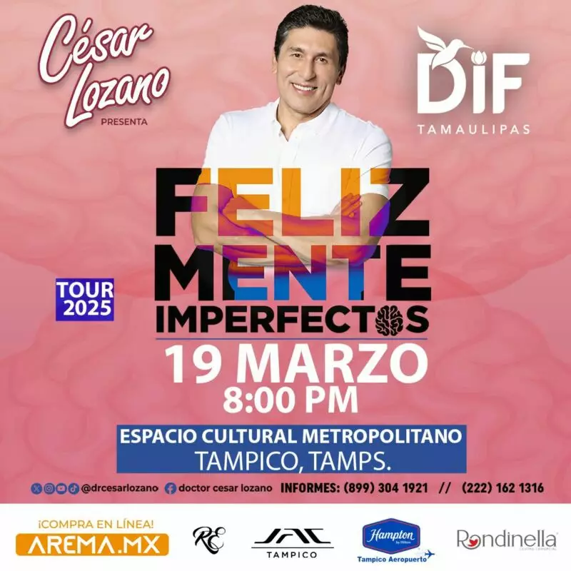 Invita DIF Tamaulipas a la conferencia “Feliz Mente Imperfectos” de César Lozano